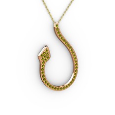 Yılan Kolye - Peridot 14 ayar rose altın kolye (40 cm altın rolo zincir) #18rzioy