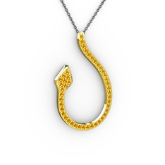 Yılan Kolye - Sitrin 8 ayar altın kolye (40 cm gümüş rolo zincir) #19z7dau