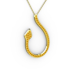 Yılan Kolye - Sitrin 18 ayar altın kolye (40 cm altın rolo zincir) #1g4hy0u