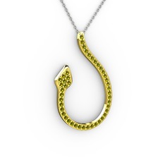 Yılan Kolye - Peridot 8 ayar altın kolye (40 cm beyaz altın rolo zincir) #1hneyg1