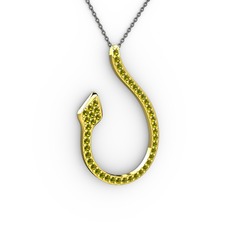 Yılan Kolye - Peridot 14 ayar altın kolye (40 cm gümüş rolo zincir) #1lvcry5