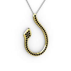 Yılan Kolye - Siyah zirkon 18 ayar altın kolye (40 cm beyaz altın rolo zincir) #1ng0huv