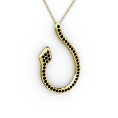 Yılan Kolye - Siyah zirkon 18 ayar altın kolye (40 cm altın rolo zincir) #45q4ap