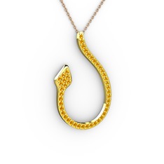 Yılan Kolye - Sitrin 18 ayar altın kolye (40 cm gümüş rolo zincir) #c6rakp