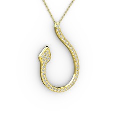 Yılan Kolye - Beyaz zirkon 14 ayar altın kolye (40 cm gümüş rolo zincir) #gq627s