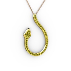Yılan Kolye - Peridot 925 ayar altın kaplama gümüş kolye (40 cm rose altın rolo zincir) #nw8dtr