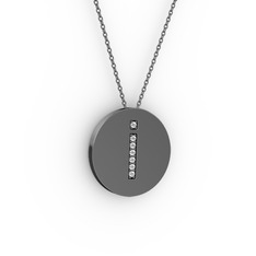 İ Baş Harf Kolye - Swarovski 925 ayar siyah rodyum kaplama gümüş kolye (40 cm gümüş rolo zincir) #6zhef7