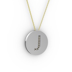 J Baş Harf Kolye - Dumanlı kuvars 925 ayar gümüş kolye (40 cm altın rolo zincir) #1ex234k