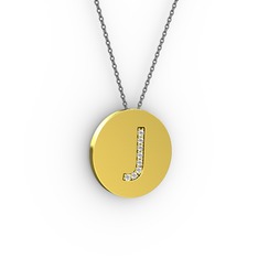 J Baş Harf Kolye - Pırlanta 18 ayar altın kolye (0.0704 karat, 40 cm gümüş rolo zincir) #1if97c3