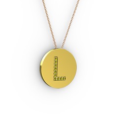 L Baş Harf Kolye - Peridot 8 ayar altın kolye (40 cm rose altın rolo zincir) #1jlwkfe