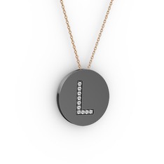 L Baş Harf Kolye - Swarovski 925 ayar siyah rodyum kaplama gümüş kolye (40 cm gümüş rolo zincir) #o7gmao