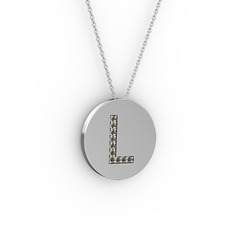 L Baş Harf Kolye - Dumanlı kuvars 925 ayar gümüş kolye (40 cm beyaz altın rolo zincir) #z1mghw