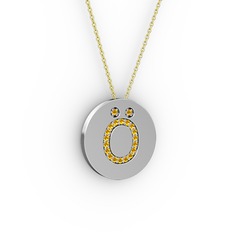 Ö Baş Harf Kolye - Sitrin 925 ayar gümüş kolye (40 cm altın rolo zincir) #16a95n3