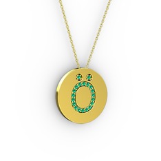 Ö Baş Harf Kolye - Yeşil kuvars 8 ayar altın kolye (40 cm gümüş rolo zincir) #zafdpr