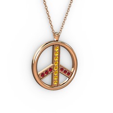 Barış Kolye - Sitrin ve garnet 925 ayar rose altın kaplama gümüş kolye (40 cm gümüş rolo zincir) #1gzdukc