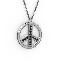 Barış Kolye - Siyah zirkon 925 ayar gümüş kolye (40 cm gümüş rolo zincir) #1qauk4q