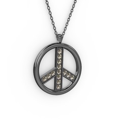Barış Kolye - Dumanlı kuvars 925 ayar siyah rodyum kaplama gümüş kolye (40 cm gümüş rolo zincir) #1qyq76a