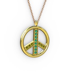 Barış Kolye - Yeşil kuvars ve peridot 925 ayar altın kaplama gümüş kolye (40 cm rose altın rolo zincir) #63hsq