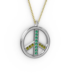 Barış Kolye - Yeşil kuvars ve peridot 925 ayar gümüş kolye (40 cm altın rolo zincir) #79r5i