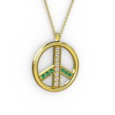 Barış Kolye - Swarovski ve yeşil kuvars 18 ayar altın kolye (40 cm gümüş rolo zincir) #cppaub