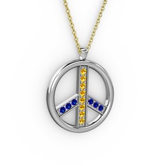 Barış Kolye - Sitrin ve lab safir 925 ayar gümüş kolye (40 cm altın rolo zincir) #qewb21