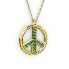 Barış Kolye - Yeşil kuvars 14 ayar altın kolye (40 cm gümüş rolo zincir) #rnhjkl