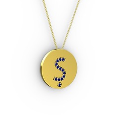 Ş Baş Harf Kolye - Lab safir 14 ayar altın kolye (40 cm altın rolo zincir) #i3gqfq