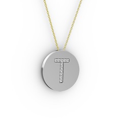 T Baş Harf Kolye - Swarovski 925 ayar gümüş kolye (40 cm altın rolo zincir) #gpobm6