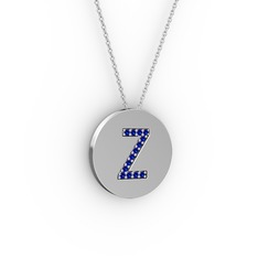 Z Baş Harf Kolye - Lab safir 925 ayar gümüş kolye (40 cm gümüş rolo zincir) #16d6qf2