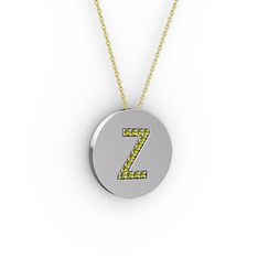 Z Baş Harf Kolye - Peridot 925 ayar gümüş kolye (40 cm altın rolo zincir) #17c4a5