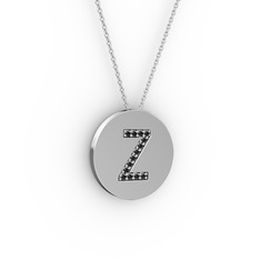 Z Baş Harf Kolye - Siyah zirkon 925 ayar gümüş kolye (40 cm gümüş rolo zincir) #1agf1jj