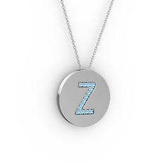 Z Baş Harf Kolye - Akuamarin 925 ayar gümüş kolye (40 cm gümüş rolo zincir) #1eu6poj