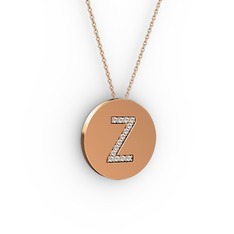 Z Baş Harf Kolye - Pırlanta 14 ayar rose altın kolye (0.1232 karat, 40 cm gümüş rolo zincir) #1iellp