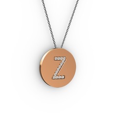 Z Baş Harf Kolye - Pırlanta 8 ayar rose altın kolye (0.1232 karat, 40 cm gümüş rolo zincir) #1tpuzdx