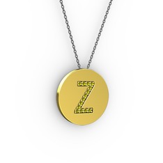 Z Baş Harf Kolye - Peridot 14 ayar altın kolye (40 cm gümüş rolo zincir) #1u14lps