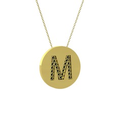 M Baş Harf Kolye - Peridot 8 ayar altın kolye (40 cm altın rolo zincir) #pr4wc5