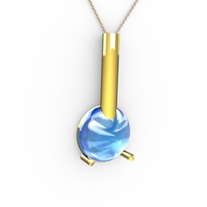 Rima Kolye - Akuamarin 14 ayar altın kolye (40 cm gümüş rolo zincir) #14l0zmb