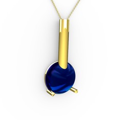 Rima Kolye - Lab safir 925 ayar altın kaplama gümüş kolye (40 cm gümüş rolo zincir) #14w7zoo