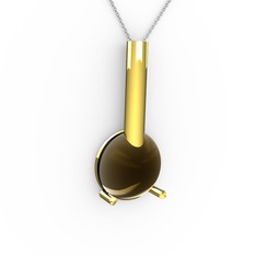 Rima Kolye - Dumanlı kuvars 925 ayar altın kaplama gümüş kolye (40 cm gümüş rolo zincir) #16pnuaz