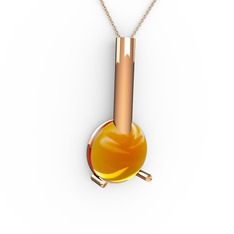 Rima Kolye - Sitrin 925 ayar rose altın kaplama gümüş kolye (40 cm rose altın rolo zincir) #17bhro5