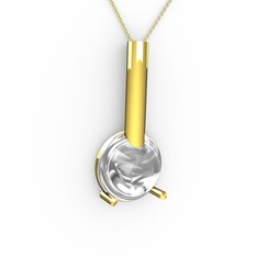 Rima Kolye - Beyaz zirkon 18 ayar altın kolye (40 cm altın rolo zincir) #1bj2w20