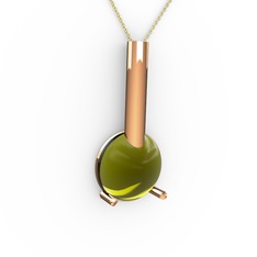 Rima Kolye - Peridot 925 ayar rose altın kaplama gümüş kolye (40 cm altın rolo zincir) #1bpw6ks