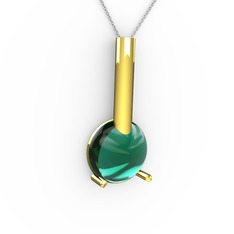 Rima Kolye - Yeşil kuvars 925 ayar altın kaplama gümüş kolye (40 cm beyaz altın rolo zincir) #1en8d20