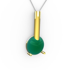 Rima Kolye - Kök zümrüt 14 ayar altın kolye (40 cm beyaz altın rolo zincir) #1izxbaa