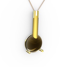 Rima Kolye - Dumanlı kuvars 14 ayar altın kolye (40 cm rose altın rolo zincir) #1kosrym
