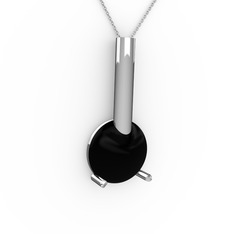 Rima Kolye - Siyah zirkon 925 ayar gümüş kolye (40 cm beyaz altın rolo zincir) #1o6pkee