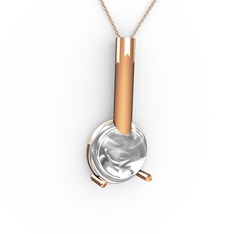 Rima Kolye - Swarovski 925 ayar rose altın kaplama gümüş kolye (40 cm rose altın rolo zincir) #1q0ukvl