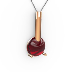 Rima Kolye - Garnet 925 ayar rose altın kaplama gümüş kolye (40 cm gümüş rolo zincir) #1r24j6j