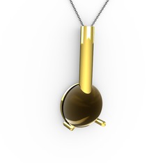 Rima Kolye - Dumanlı kuvars 14 ayar altın kolye (40 cm gümüş rolo zincir) #1sp6j0f