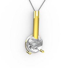 Rima Kolye - Beyaz zirkon 925 ayar altın kaplama gümüş kolye (40 cm gümüş rolo zincir) #1uauayk